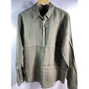 Jaeger Olive Oxford Collar Regular Fit Button Casual Dress Shirt Men's Large